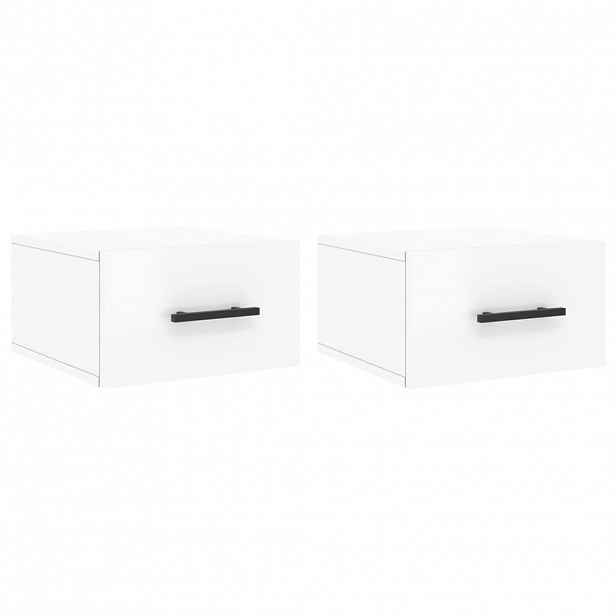 vidaXL Nástěnné noční stolky 2 ks bílé s vysokým leskem 35x35x20 cm