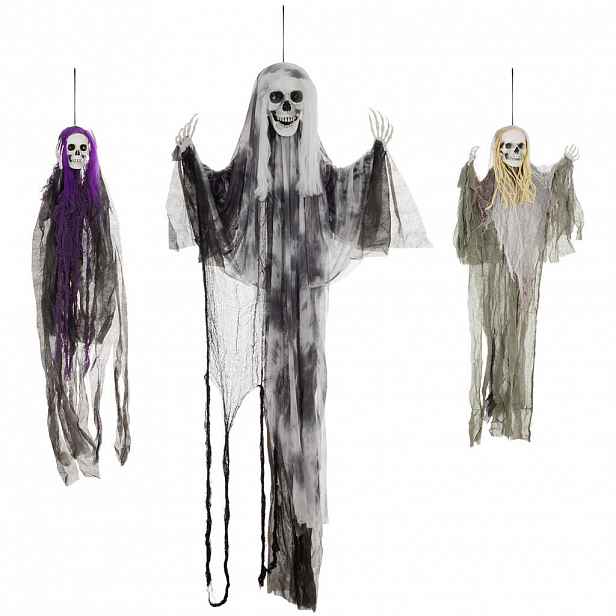 HOMCOM HALLOWEENSKÉ DEKORACE 90/110/200 cm Závěsná kostra s nastavitelnými pažemi