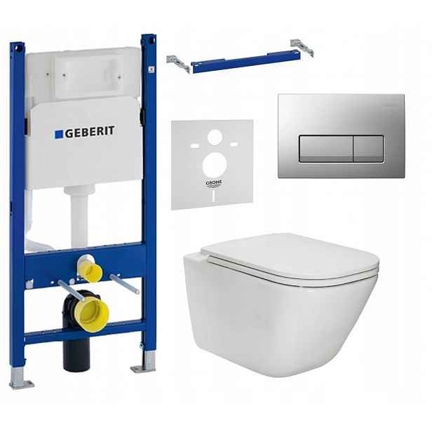 Podomítkový Wc set Geberit Wc mísa Roca Gap Rimless tlačítko 7v1