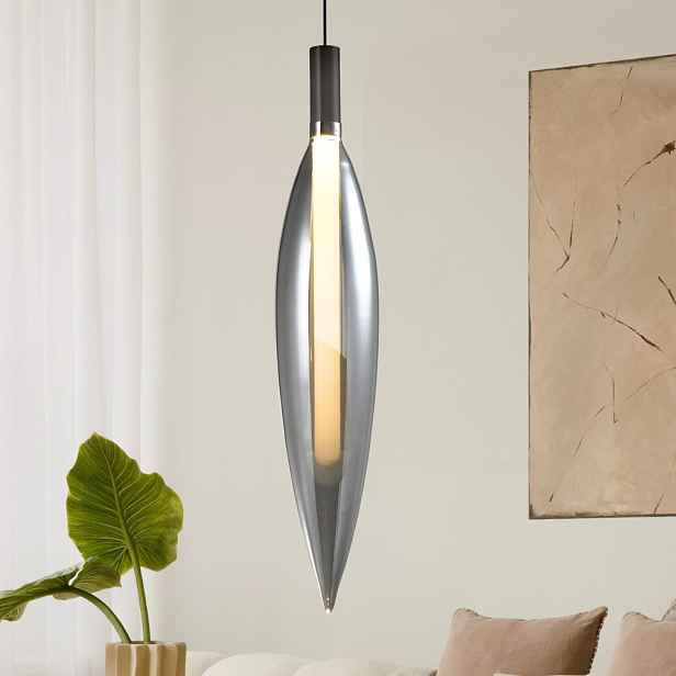 Lampa wisząca Nordic szklana transparentna tuba pojedyncza do salonu