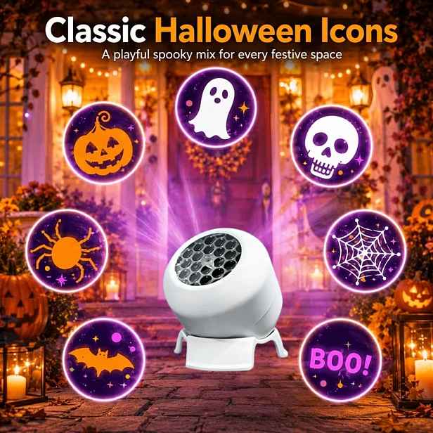 TEMU Pro halloweenskou atmosféru, dynamická projekční lampa s , USB napájení, ideální pro vnitřní sváteční dekorace, perfektní pro halloweenskou