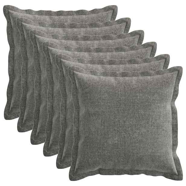 vidaXL Polštář 6 ks HOUTEN Tmavě šedá 50 x 50 cm Čenilková tkanina
