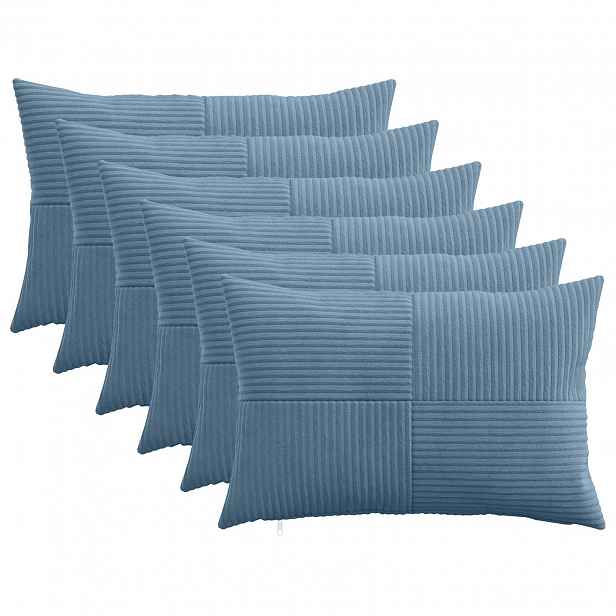 vidaXL Povlak na polštář 6 pcs ALMELO Modrá 30 x 50 cm manšestr