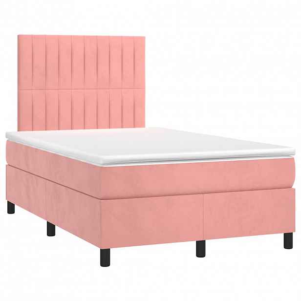 vidaXL Box spring postel s matrací růžová 120x190 cm samet
