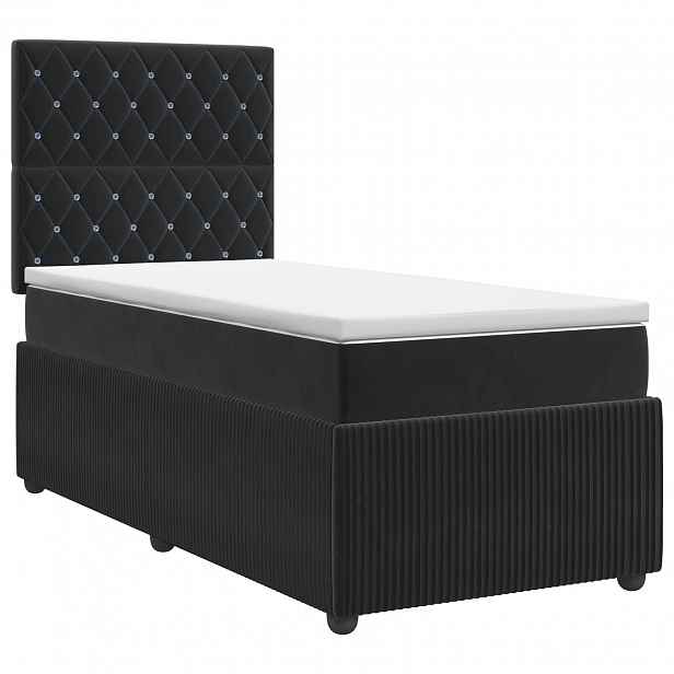 vidaXL Postel boxspring s matrací s čelo Černá 100 x 200 cm Samet