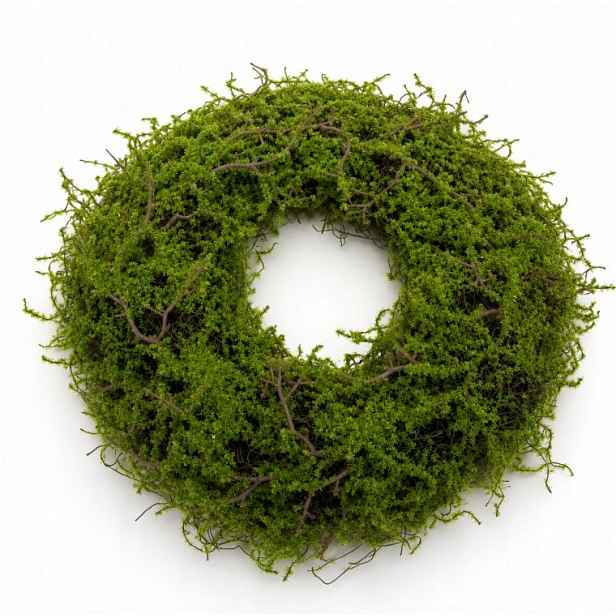 Umělý dekorační věnec z mechu, 40 cm, zelený, celoroční