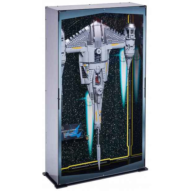 Vertikální vitrína s pozadím Blacked Brick pro Lego 75442 Star Wars: Stíhačka N-1