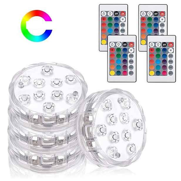 4ks vodotěsných Rgb Led světel, ponořitelných lamp do akvária a rybníka