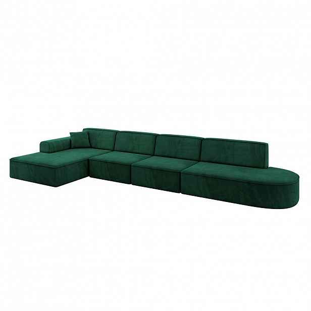 ALTDECOR ROHOVÁ SEDACÍ SOUPRAVA s otomanem vlevo IREA-L3-v3 – 412 × 165 × 77 cm, zelená