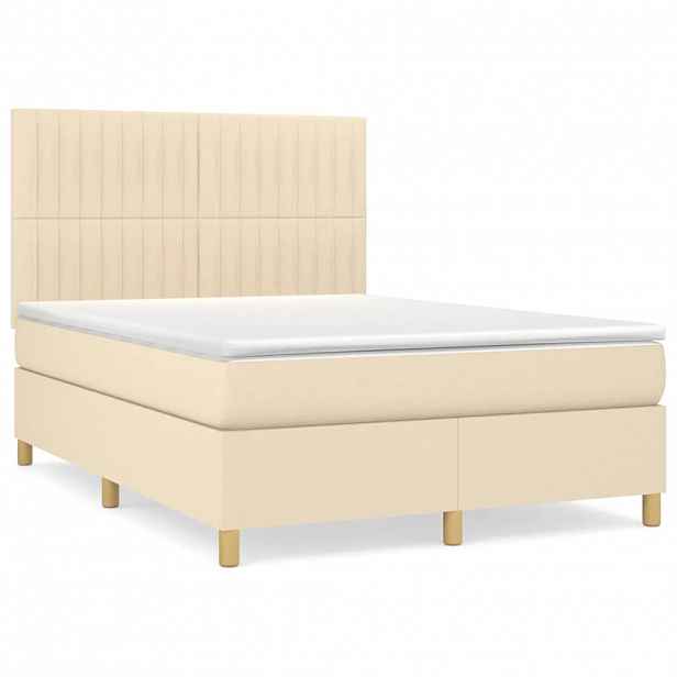 vidaXL Box spring postel s matrací krémová 140x200 cm textil