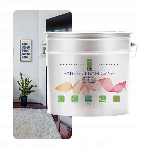 Barva Na Stěny Keramická, Omyvatelná, Bílá, Rozbitá V Modré Barvě, 2 L, Odolná Proti Skvrnám