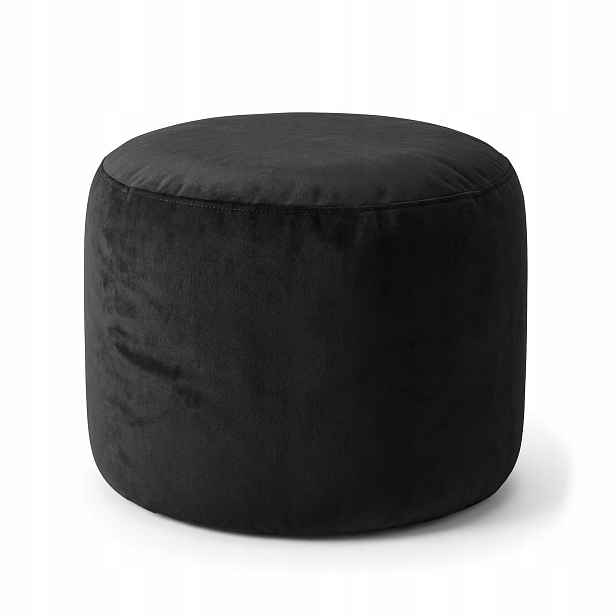 Malá Dekorativní Taburet 35x25 cm Černá Podnožka Měkká Univerzální Kulatý