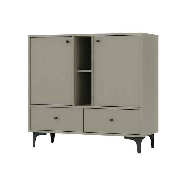 MASSENO KOMODA TORINO, 100/94/41 cm s 2 zásuvkami a 2 dvířky, světle zelená