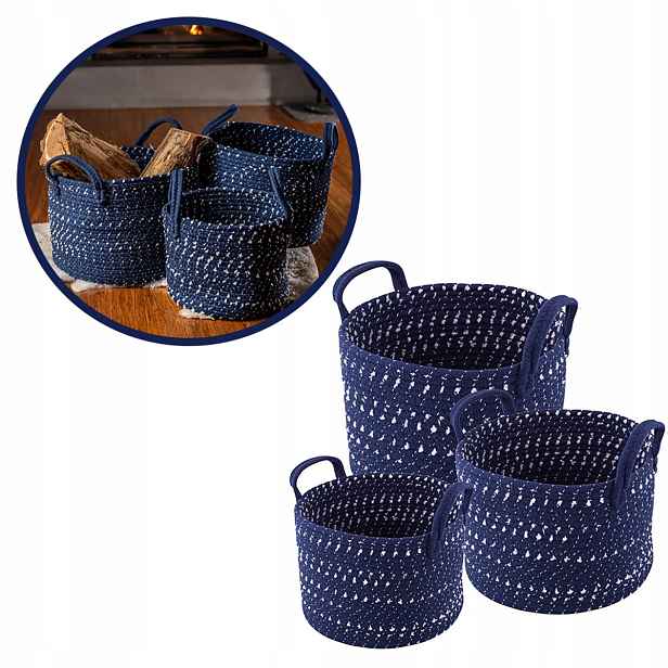 Pletené obaly na dárkové koše Altom Design Boho, modré, 3 ks