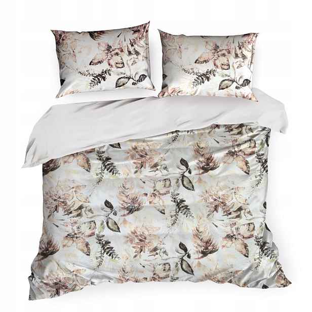 Povlečení Arina 200x220 Design91 bílá krémová pastelový botanický potisk