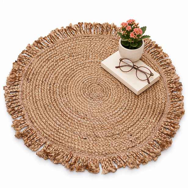 Relaxdays KOBEREC přírodní kulatý juta ručně tkaný 60 cm