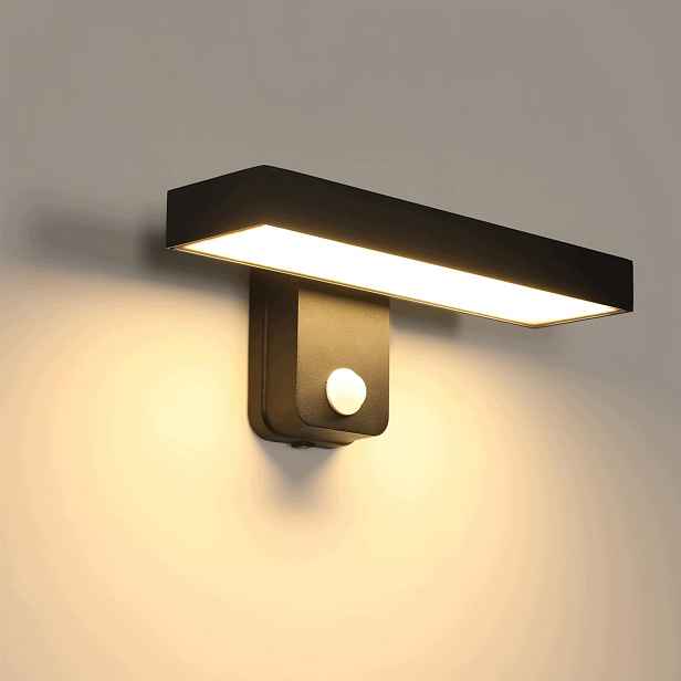 Venkovní Led svítidlo s pohybovým senzorem, nástěnná lampa, černá, 3000K, 17W