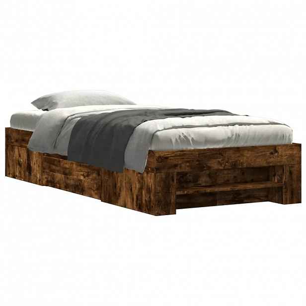 vidaXL Rám postele bez matrace kouřový dub 90x200 cm kompozitní dřevo