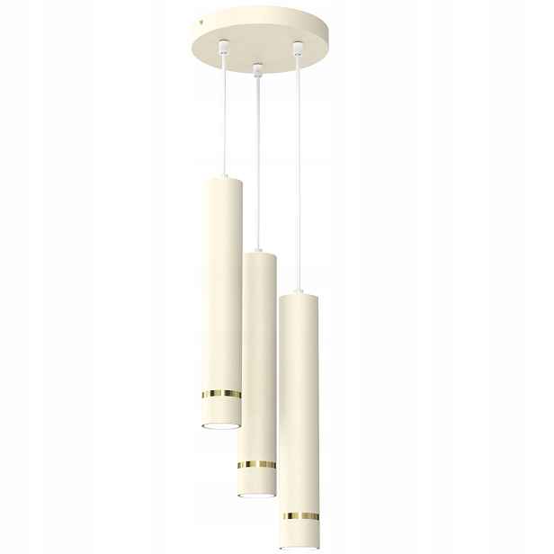 Závěsná Stropní Lampa Tuba Zwis Metal GU10 Led Sopel 3-bodová Kašmír Béžová