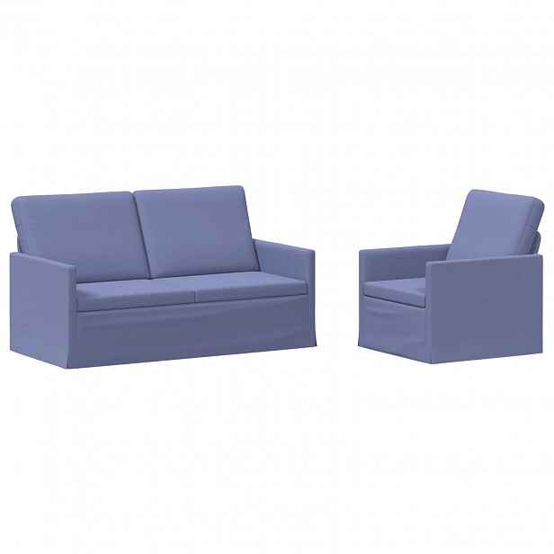 vidaXL Set pohovek 2 pcs Modrá džínovina Textil
