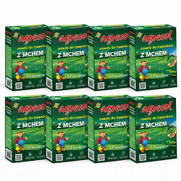8x Hnojivo na trávníky s mechem Agrecol 1,2 kg mech, šťavnatá zeleň, výkonné