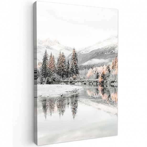MuchoWow OBRAZ NA PLÁTNĚ Příroda - Zima - Stromy - Hory - Sníh 40x60 cm