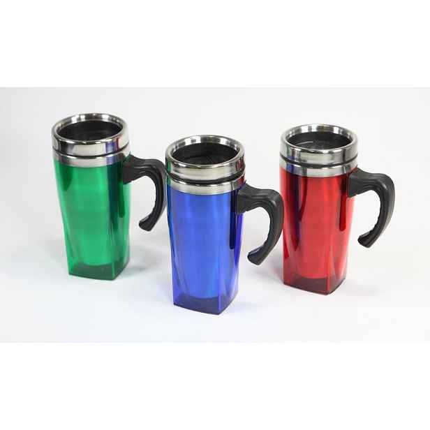 termohrnek 0,45l plast, nerez uvnitř, s uchem