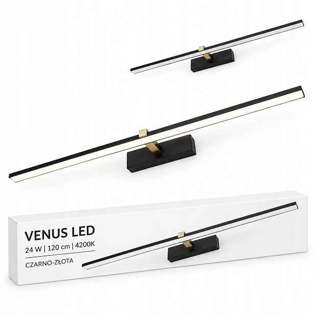 Venus lampa 24W 120 cm černo-zlatá Led do ložnice 1640lm 4200K IP44