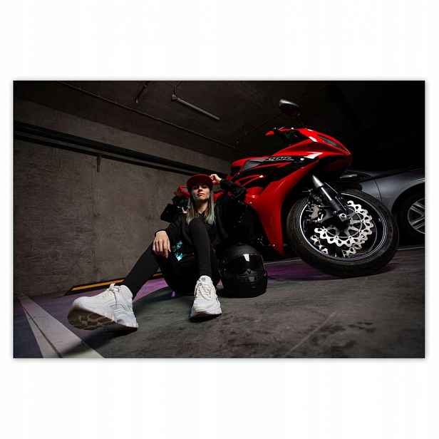 Plakáty 200x135 Červený motocyklový závodník