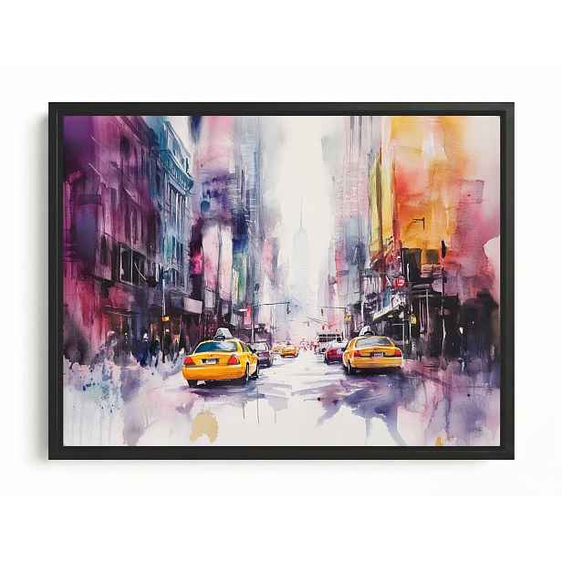 Obraz Rama American Box Město New York Ulice Auta Žluté Taxi 80x60