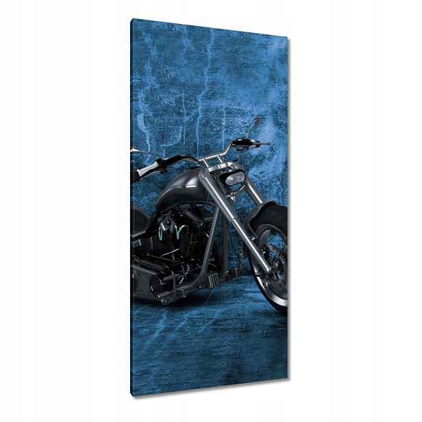 Obrazy 55x115 Modrá stěna Motocykl