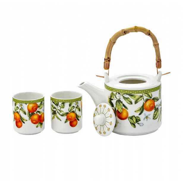 Porcelánový džbán 580 ml 2 x šálek 120 ml pomeranče oranges juicy šálky