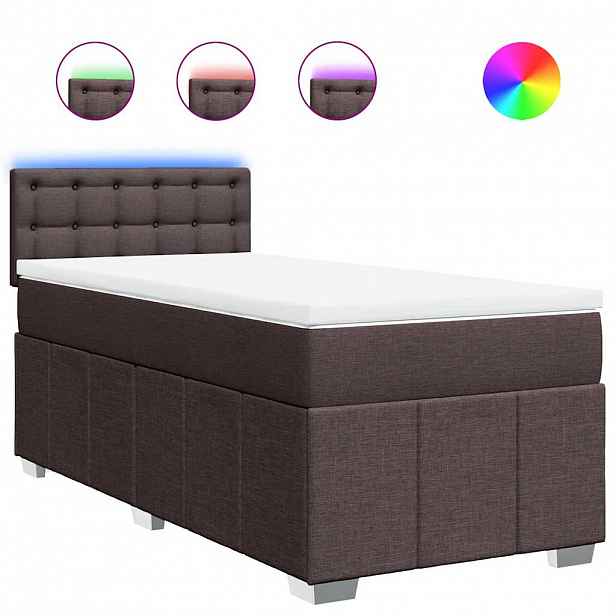 vidaXL Box spring postel s matrací tmavě hnědá 90x200 cm textil