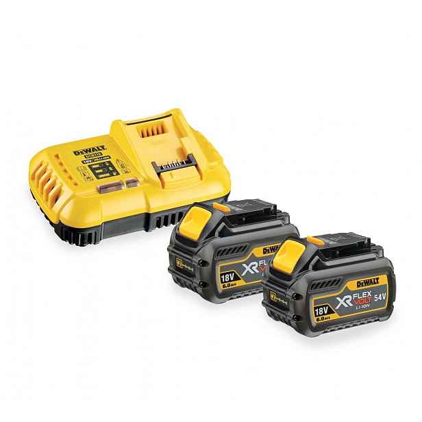 DeWALT - Sada 8A nabíječky a 2x aku 18/54 V XR FLEXVOLT 6,0 Ah DCB118T2