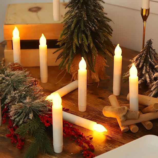 TEMU Bezplamenné svíčky na baterie, blikající teplé umělé svíčky pro vnitřní vánoční, halloweenské, párty a festivalové dekorace, romantický středový