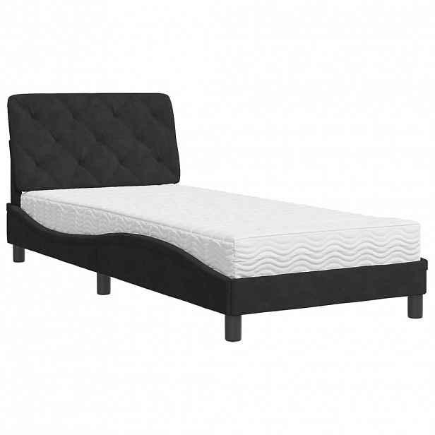 vidaXL Postel s matrací černá 90 x 190 cm samet