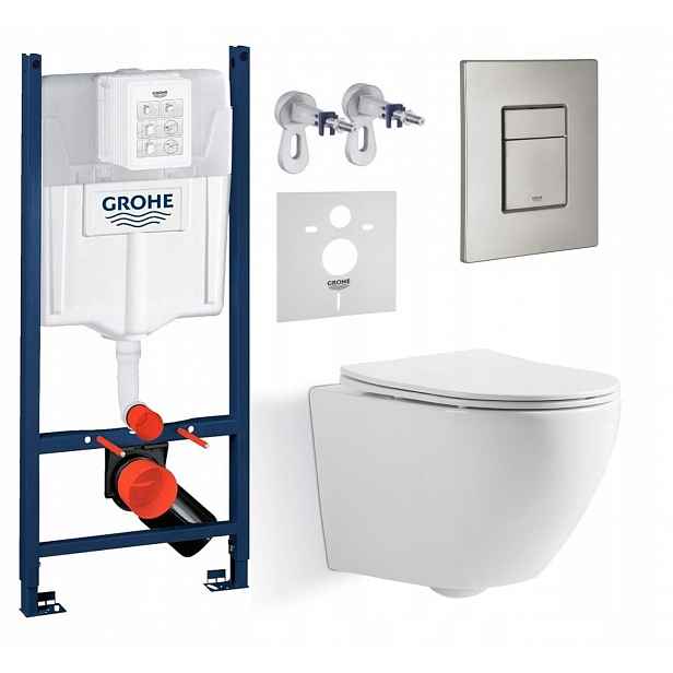 Wc sada Grohe Rapid s mísou na desku a tlačítkem nerezová ocel matná