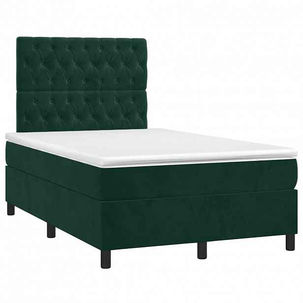 vidaXL Box spring postel s matrací tmavě zelená 120x190 cm samet
