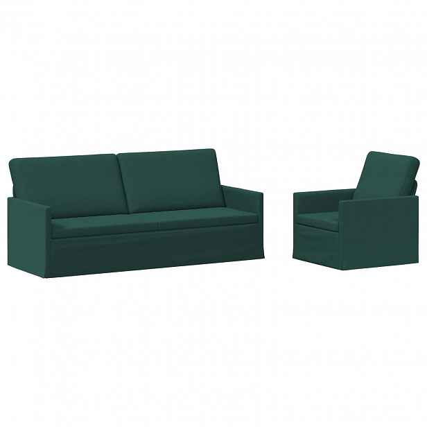 vidaXL Set pohovek 2 pcs Tmavě zelená Textil