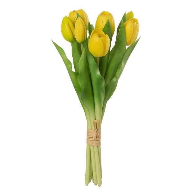 Kytice 7ks žlutých realistických tulipánů - 31cm J-Line by Jolipa