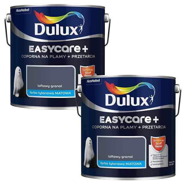 Set Dulux Easycare+ 2x2,5L Barva Nástěnná Loftová Granátová 5L