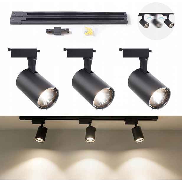 Stropní Led reflektor 30W 3-bodový Neutrální Bílá 4000K Nastavitelný 50 cm