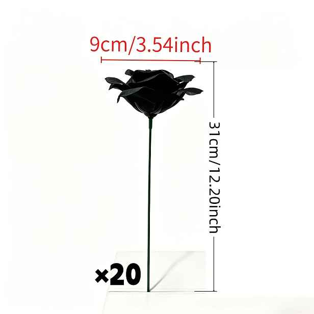 TEMU Sada 20 ks umělých černých růží se stonky, vhodné pro svátky, Halloween, bankety, večírky, květinové aranžmá do obývacího pokoje, svatební