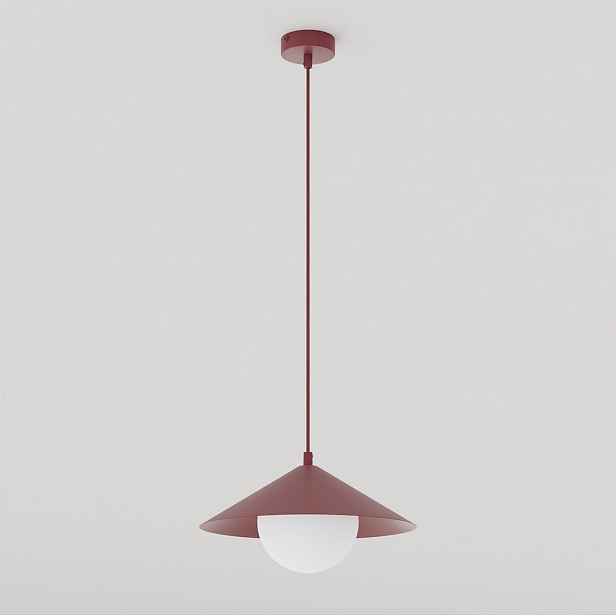 Závěsná lampa Mono 1S burgundská s opálovým stínítkem E14