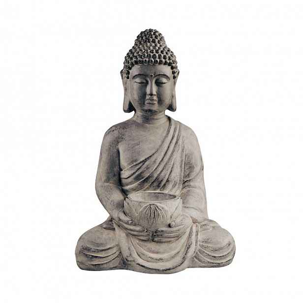 Butlers BUDDHA Socha sedícího Buddhy s táckem na svíčku