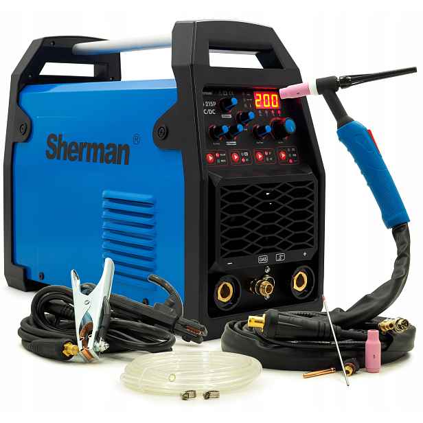 Invertorová svářečka Sherman Tig 215P Ac/dc 10-200 A 230V pro Led hliník