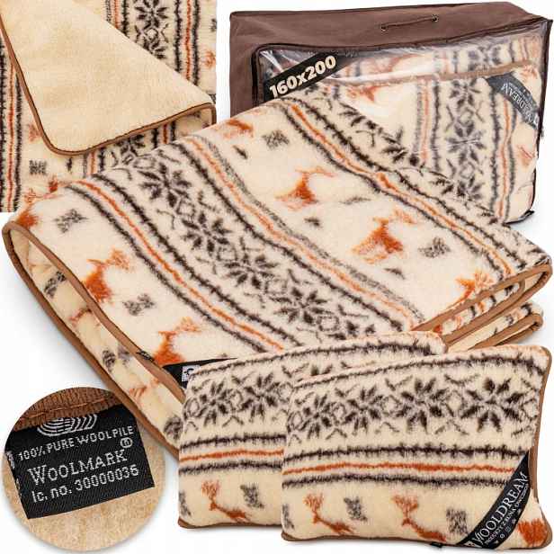 Povlečení 3 Č. Vlněné Vánoční Prodyšné 100% Merino Vlna 160x200