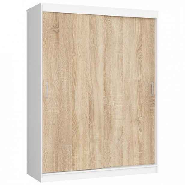 Šatní skříň posuvná 150 cm CLP MONO bílá/dub sonoma