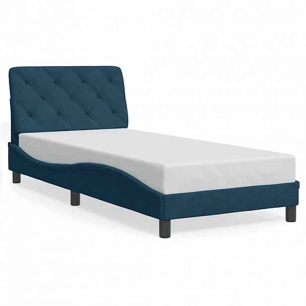 vidaXL Postel s matrací modrá 90 x 190 cm samet