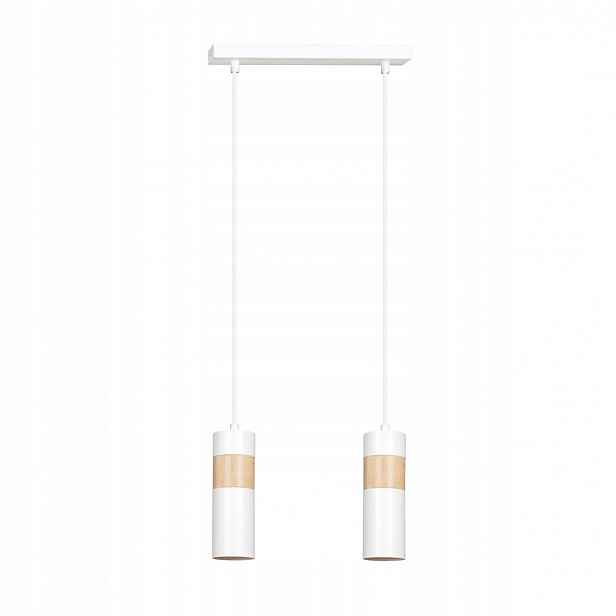 Závěsná lampa Akari 2 White skandinávská tuba dřevo bílá